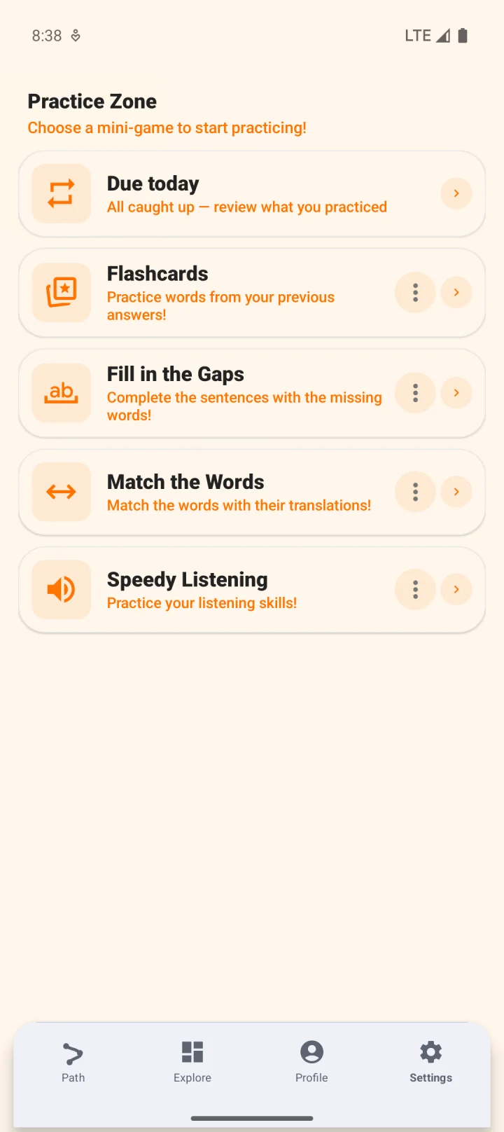 Practice Zone: flashcards, fill in the gaps, word matching and speedy listening