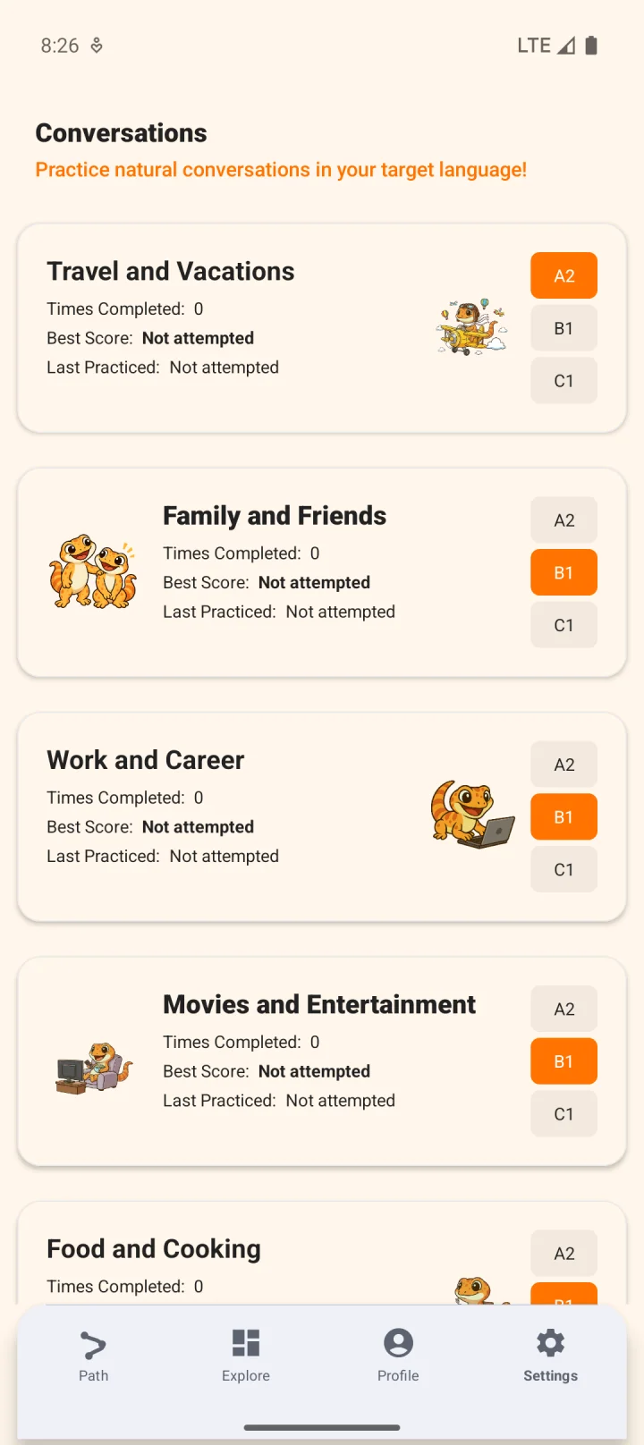 Conversation topics in Echo: travel, family, work and movies at different levels